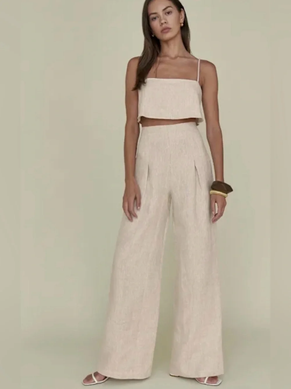 NWT! Reformation Size 10 • Cleo Linen 2 Piece Set Pants Wide Leg.
